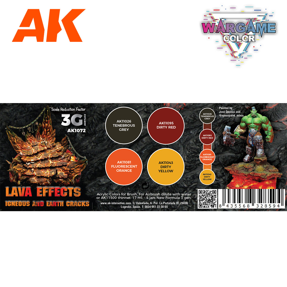AK1072 WARGAME COLOR SET. LAVA EFFECTS.